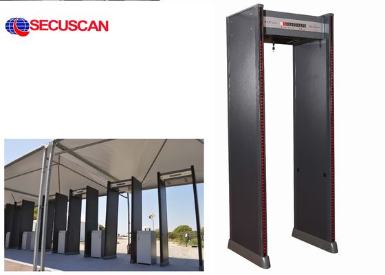 Passeggiata delle dotazioni di sicurezza dell'hotel tramite il portone del metal detector con il regolatore a distanza