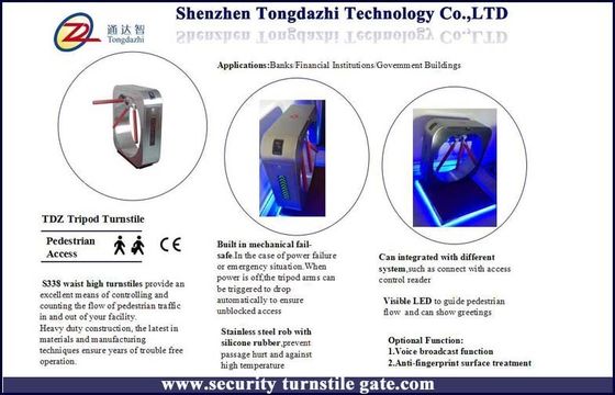 Prodotti di sicurezza del cancello girevole del treppiede dell'impronta digitale con il sistema di controllo
