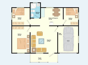 Struttura portatile 4/3 case modulari della camera da letto, villa d'acciaio leggera mobile della struttura d'acciaio